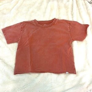 dark pink mid length cropped shirt